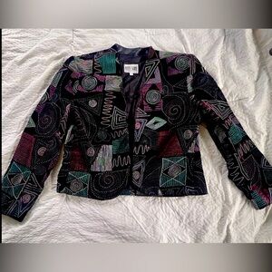 Vintage City Girl Petites By Nancy Bolen Multi Color  Jacket Sz 8